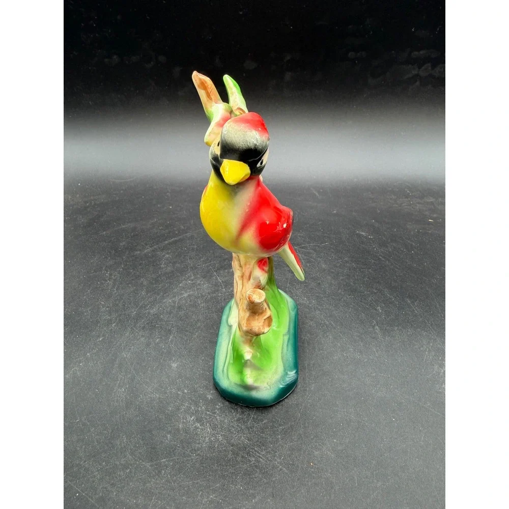 Vintage McLellan's Red‎ Cardinal Bird Ceramic Figurine on Branch Statue Decor